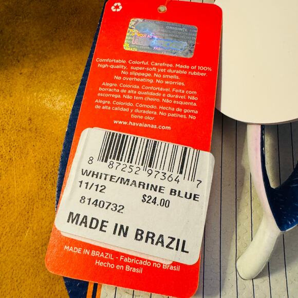 MLB New York Mets Havaianas Mens Flip Flop Marine Blue Orange Amazins 11 12 NEW - Picture 5 of 8